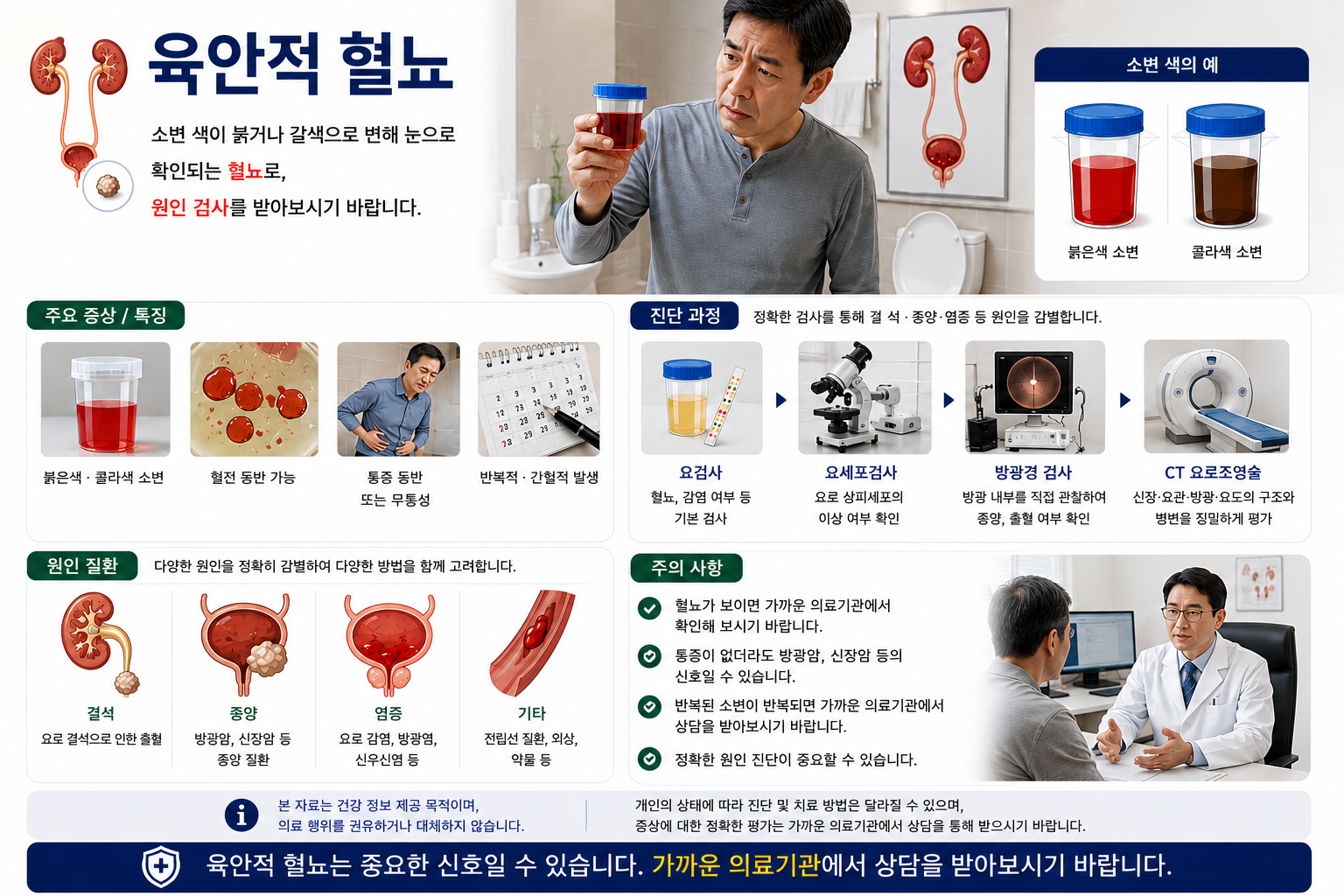 육안적 혈뇨 설명 인포그래픽